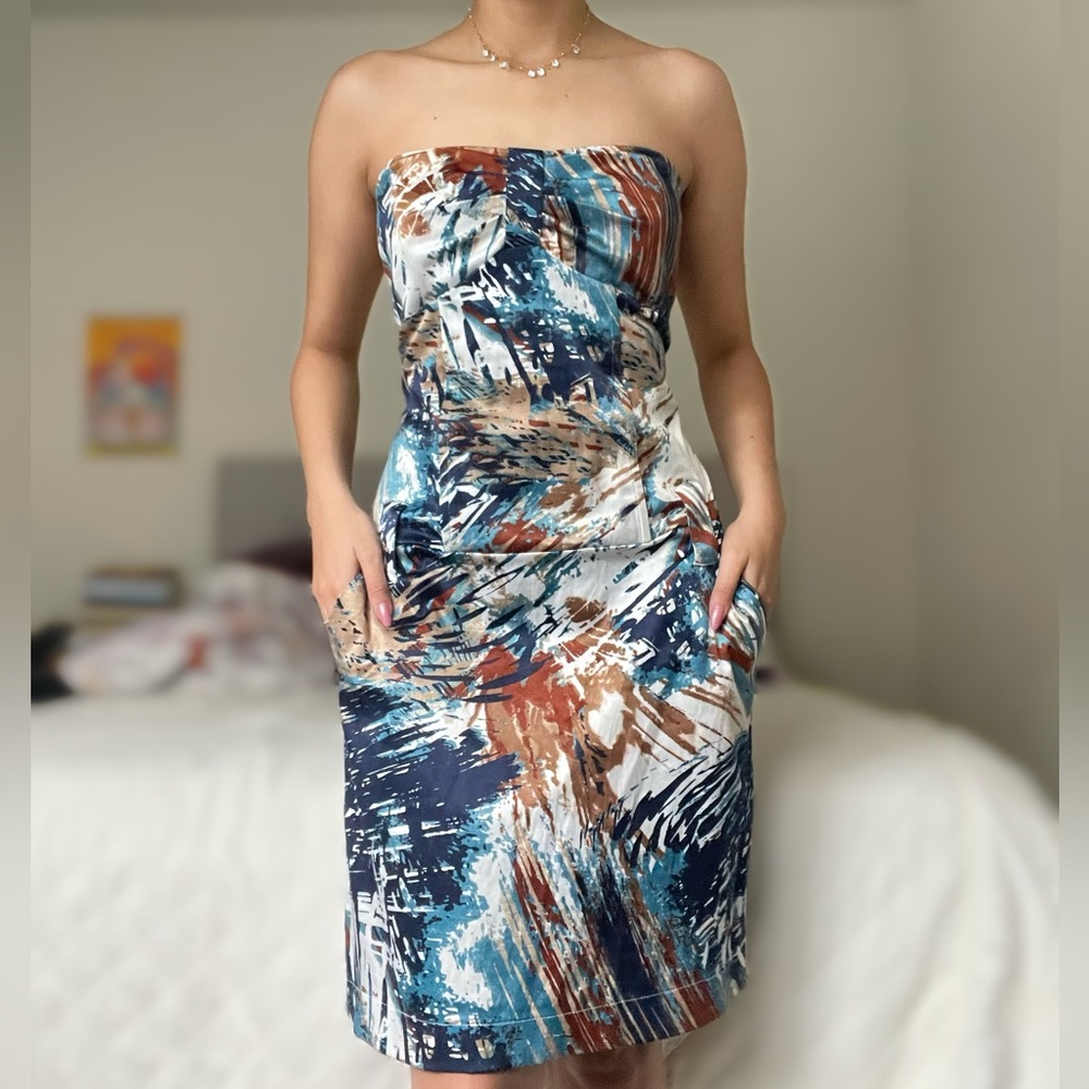 S/M Midi abstract Colorful Dress